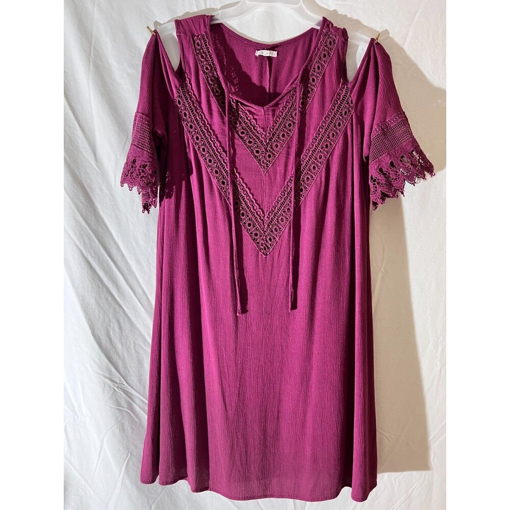 MAURICES Raspberry Color Cold Shoulder Dress with slip underlay SIZE 1